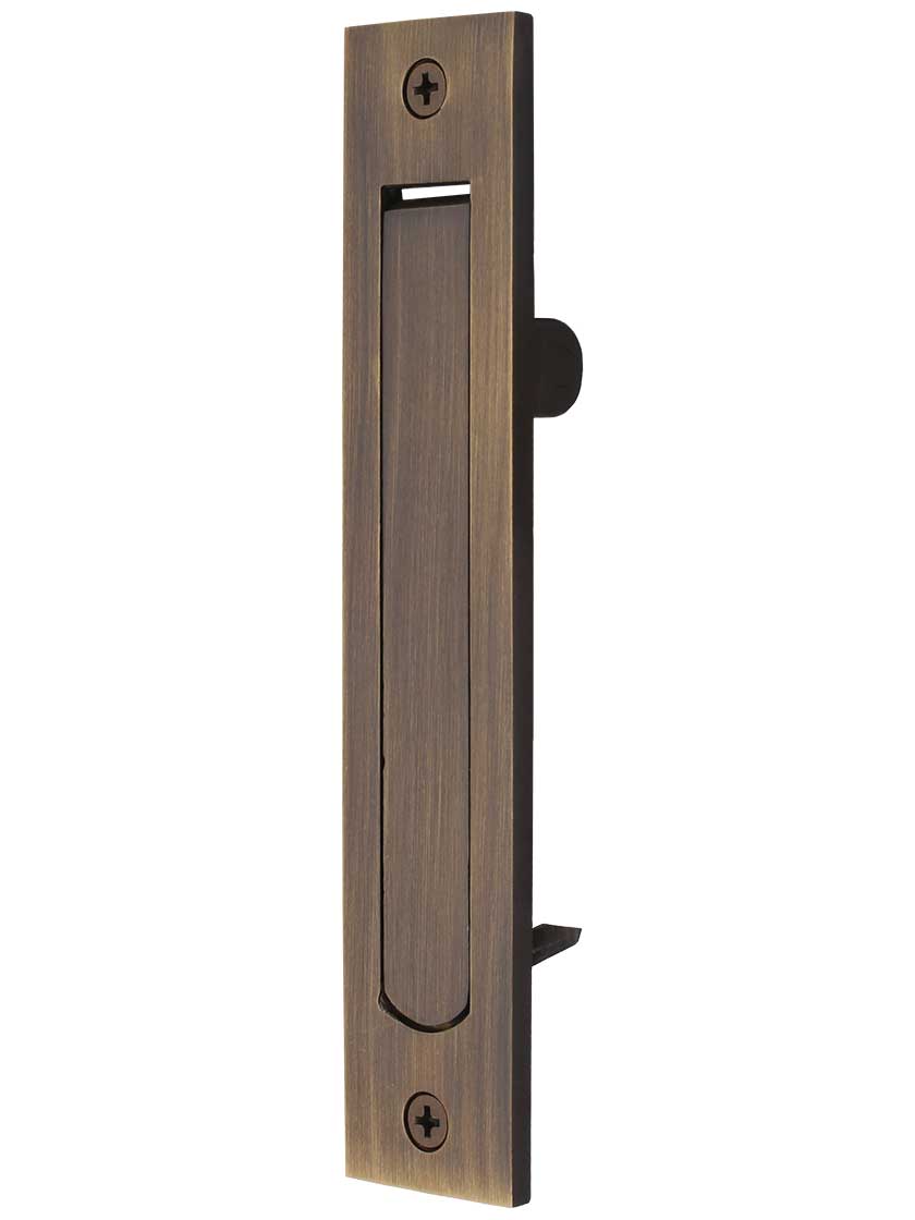 6 inch Standard Pocket Door Edge Pull in Antique Brass.